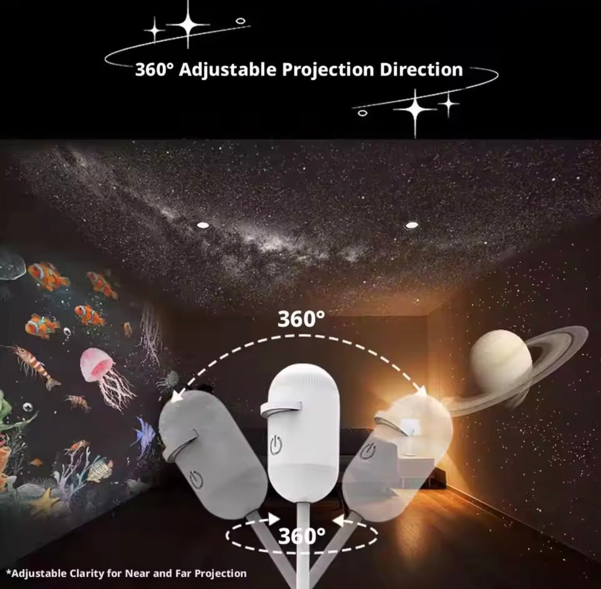 Galaxy Star Projector Light – Rotating Disc Nebula Effects